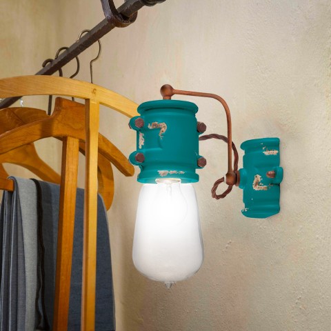 Applique design industriale vintage lampada da parete ferro e ceramica Urban AP1 Promozione