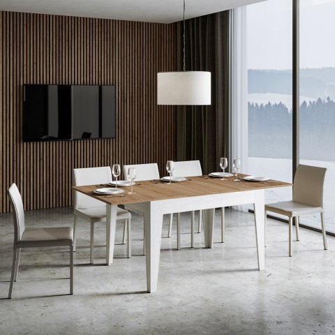 Table de cuisine extensible avec rallonges 90x120-180cm bois blanc Cico Mix BQ Promotion