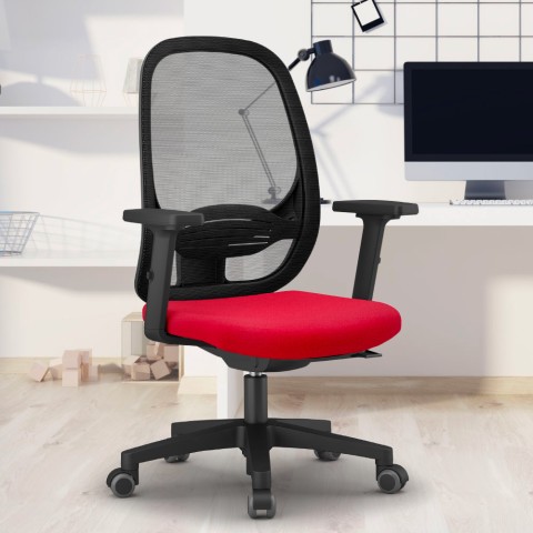 Chaise de bureau ergonomique rouge télétravail respirant Easy R Promotion