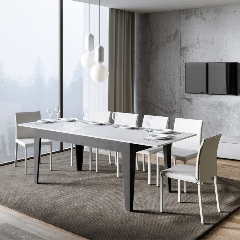 Table à manger extensible 90x160-220cm blanc gris Cico Mix AB Promotion