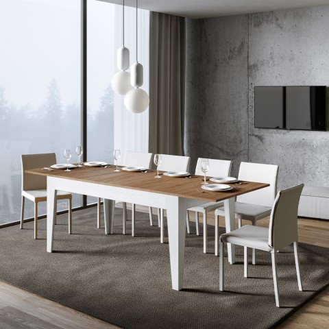 Tavolo cucina moderno allungabile 90x160-220cm legno bianco Cico Mix BQ Promozione