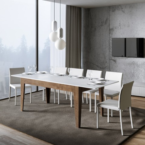 Tavolo moderno allungabile 90x160-220cm legno noce bianco Cico Mix NB Promozione