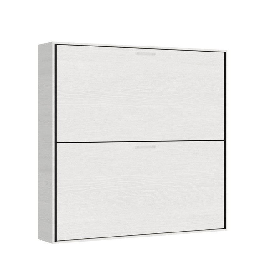 Lit escamotable double 160x190cm armoire murale blanche kentaro Itamoby -  Conforama