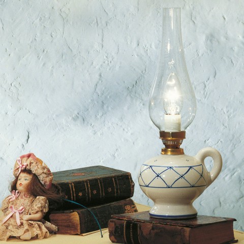 Lampada da tavolo lume vetro e ceramica design classico vintage Pompei TA Promozione