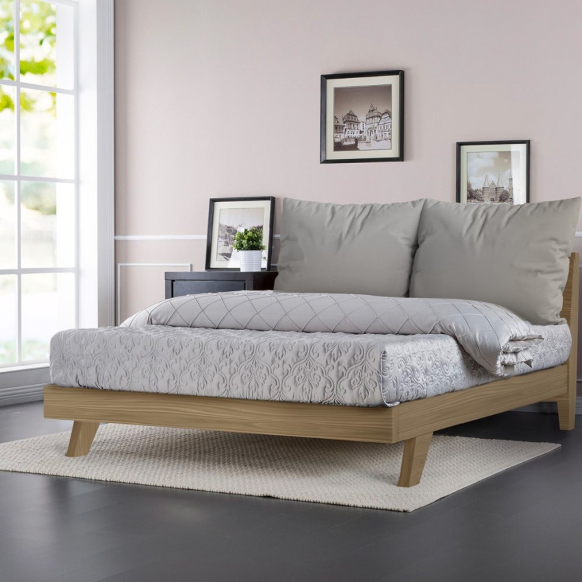 Letto matrimoniale 160x200cm design moderno con doghe e cuscini Rust King Costo Letto matrimoniale 160x200cm design moderno con doghe e cuscini Rust King Costo