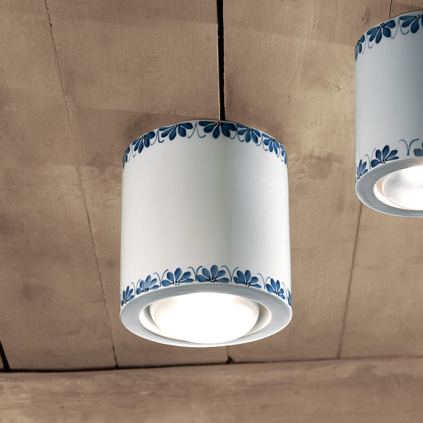 Lampada da soffitto plafoniera ceramica design classico art deco Trieste PL Promozione