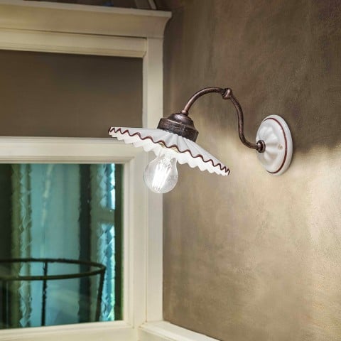 Applique design classico lampada da parete ceramica e metallo L’Aquila AP2 Promozione