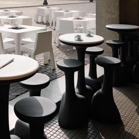 Table d'appoint haute ronde pour tabourets 99 cm polyéthylène design Armillaria T1 Promotion