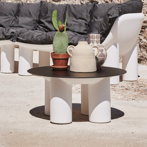 Runder niedriger Tisch Outdoor Garten Terrasse Design Atene T1