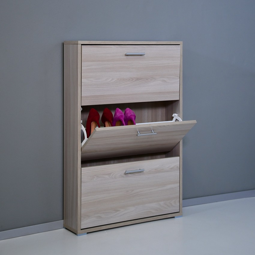Moderne Design-Schuhschrank mit 3 Klappen für 9 Paar Schuhe KimShoe 3OP Aktion Moderne Design-Schuhschrank mit 3 Klappen für 9 Paar Schuhe KimShoe 3OP Aktion