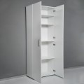 Armadio multiuso soggiorno 5 vani design moderno bianco KimSpace 5WS Promozione