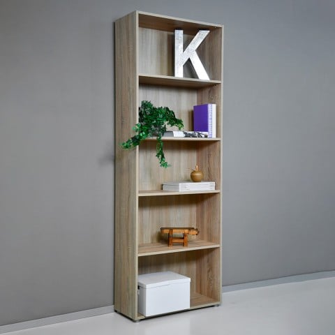 Bibliothèque en bois 5 compartiments étagères modulables bureau salon Kbook 5SS Promotion