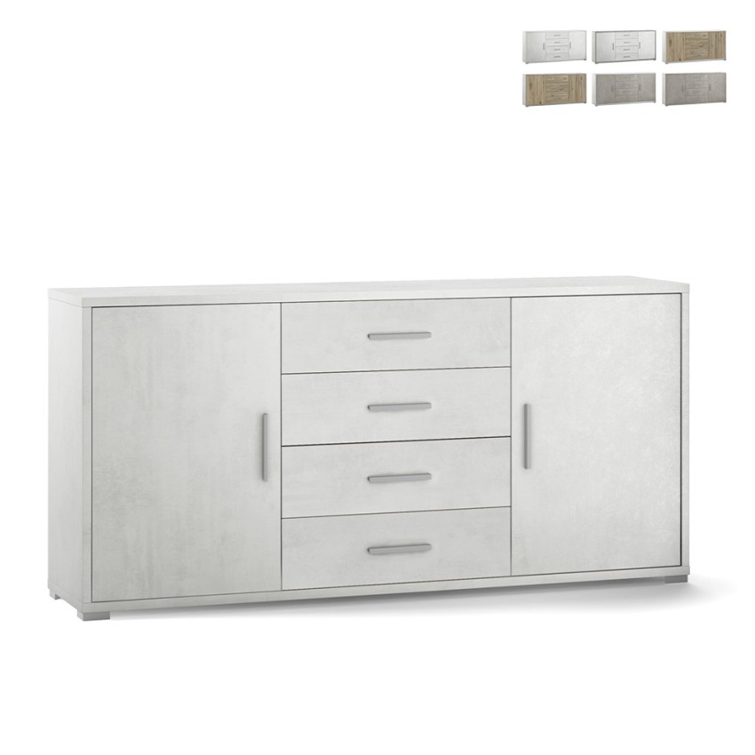 Buffet moderne 2 portes 4 tiroirs Cleore pour salon Promotion Buffet moderne 2 portes 4 tiroirs Cleore pour salon Promotion