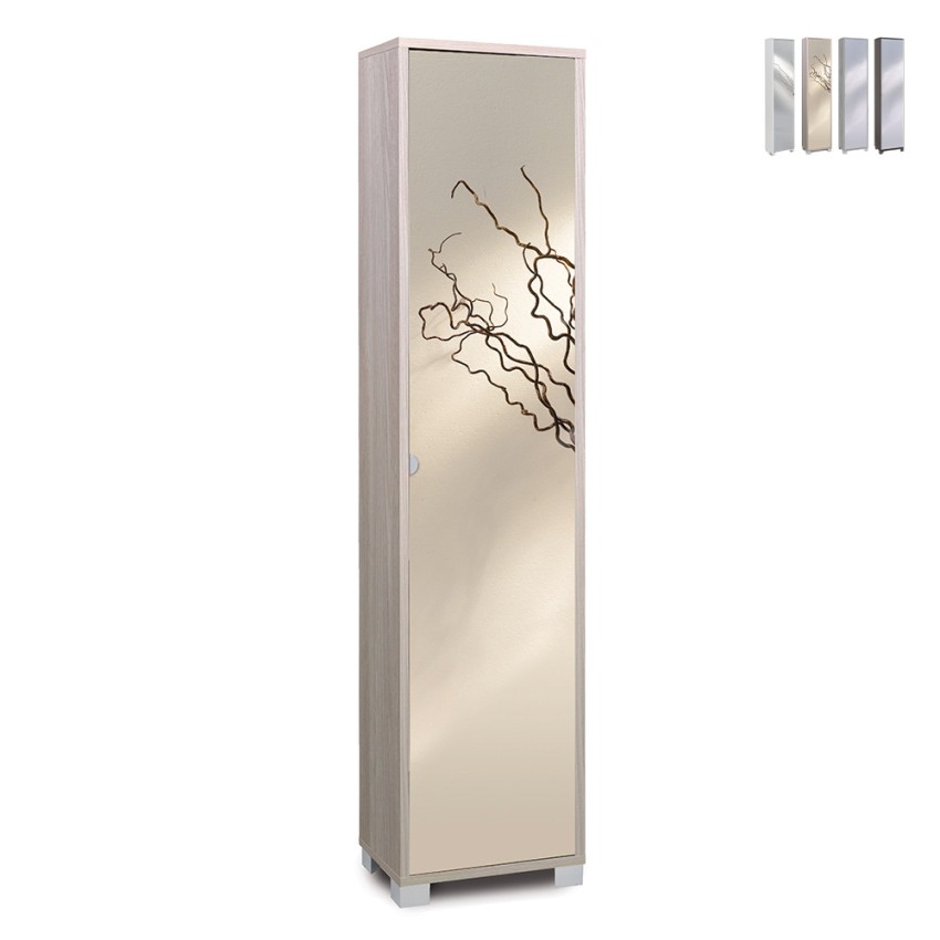 Armoire colonne avec porte-miroir 4 étagères réglables Beck Vente Armoire colonne avec porte-miroir 4 étagères réglables Beck Vente