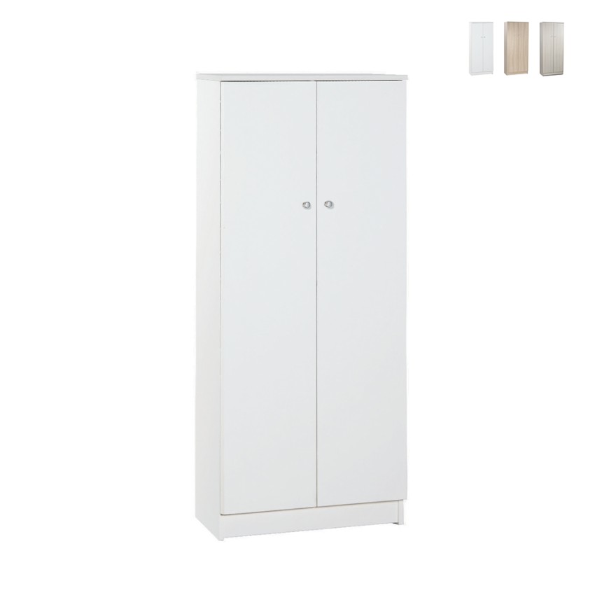 Armoire polyvalente 2 portes 3 étagères pour entrée ou séjour Kadir Promotion Armoire polyvalente 2 portes 3 étagères pour entrée ou séjour Kadir Promotion