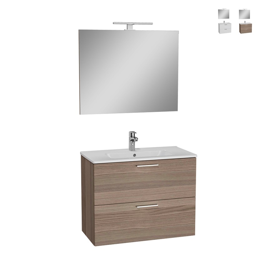 Meuble de salle de bain suspendu 80cm lavabo 2 tiroirs miroir LED Mia Promotion Meuble de salle de bain suspendu 80cm lavabo 2 tiroirs miroir LED Mia Promotion