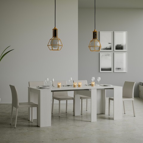 Consolle tavolo da pranzo allungabile 90x48-308cm legno bianco Basic Promozione
