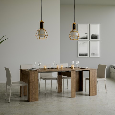 Consolle design allungabile 90x48-308cm tavolo pranzo legno Basic Noix Promozione