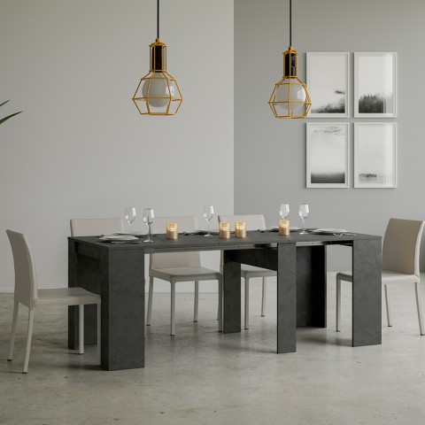 Consolle allungabile 90x48-308cm tavolo design moderno antracite Basic Report