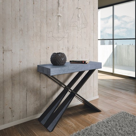Consolle allungabile 90x40-196cm tavolo grigio Diago Small Concrete