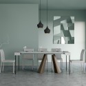 Table console moderne extensible blanc 90x40-196cm Diamante Small Remises