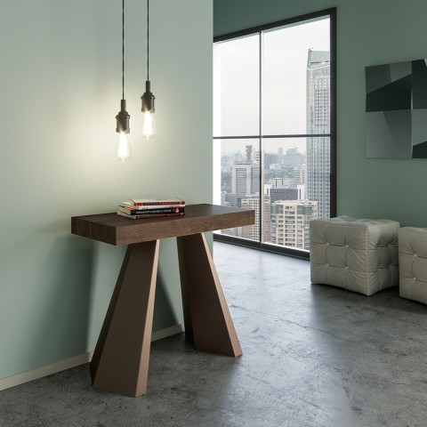 Consolle allungabile 90x40-300cm tavolo in legno noce Diamante Noix