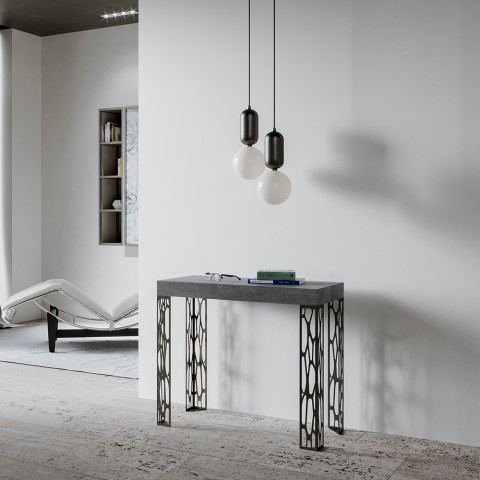 Consolle allungabile 90x40-300cm tavolo moderno grigio Ghibli Concrete