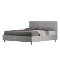 Graues Doppelbett 160x190cm mit Lattenrost und geradem Kopfteil Demas D Concrete Angebot