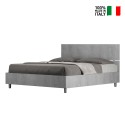 Graues Doppelbett 160x190cm mit Lattenrost und geradem Kopfteil Demas D Concrete Verkauf