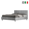 Graues Doppelbett 160x190cm mit Lattenrost und geradem Kopfteil Demas D Concrete Verkauf
