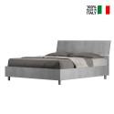Doppelbett mit Lattenrost und schrägem Kopfteil Grau 160x190cm Demas I Concrete Verkauf