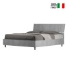 Doppelbett mit Lattenrost und schrägem Kopfteil Grau 160x190cm Demas I Concrete Verkauf