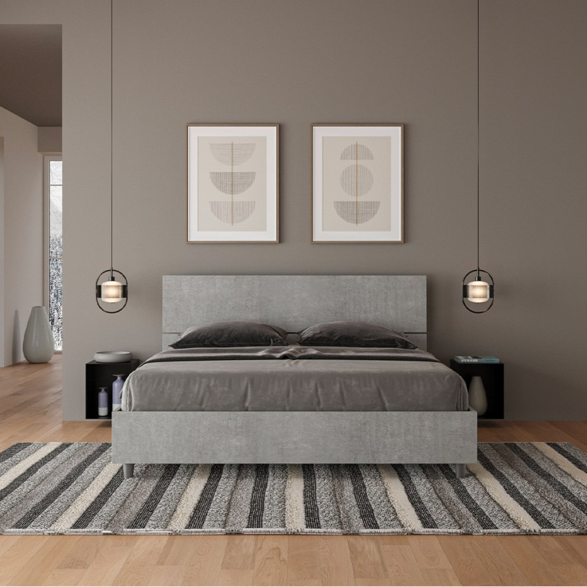 Doppelbett mit Lattenrost und schrägem Kopfteil Grau 160x190cm Demas I Concrete Aktion Doppelbett mit Lattenrost und schrägem Kopfteil Grau 160x190cm Demas I Concrete Aktion