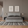 Doppelbett mit Lattenrost und schrägem Kopfteil Grau 160x190cm Demas I Concrete Aktion