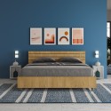 Doppelbett aus Holz 160x190cm Lamellen geneigtes Kopfteil Ankel I Eiche Rabatte