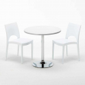 Table Ronde Blanche 70x70cm Avec 2 Chaises Colorées Grand Soleil Set Intérieur Bar Café Paris Long Island Achat