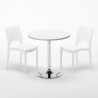 Table Ronde Blanche 70x70cm Avec 2 Chaises Colorées Grand Soleil Set Intérieur Bar Café Paris Long Island Achat