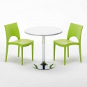 Weiß Rund Tisch und 2 Stühle Farbiges Polypropylen-Innenmastenset Grand Soleil Paris Long Island Modell