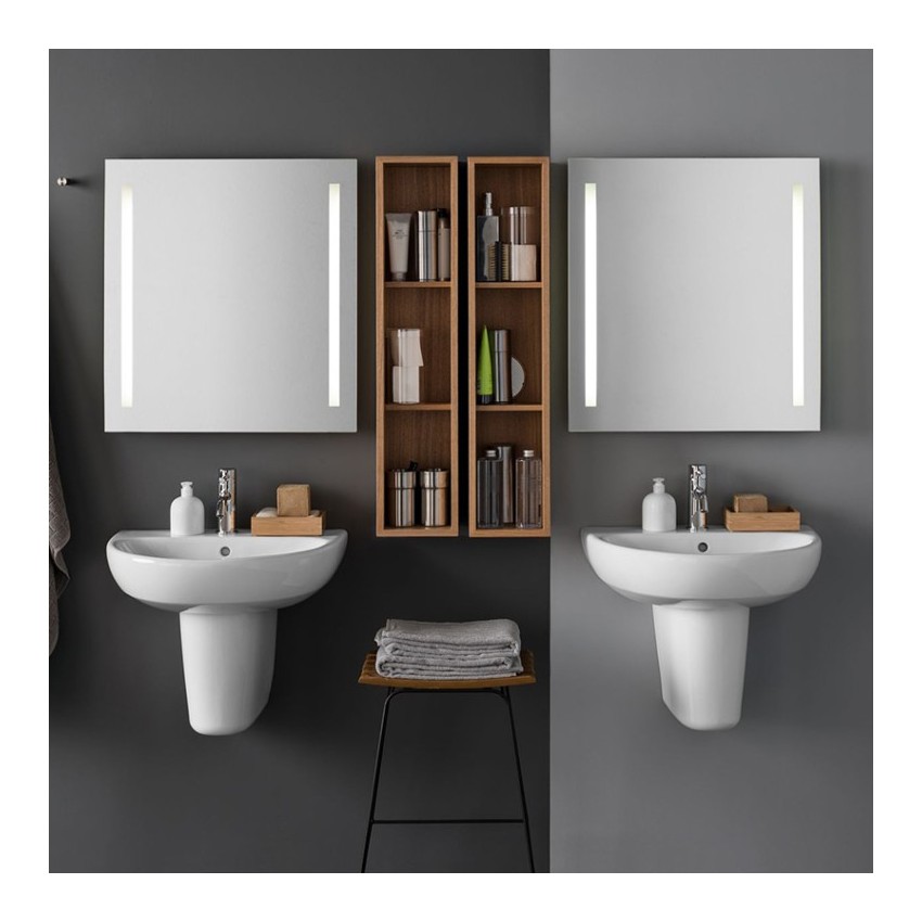 Lavabo sospeso lavandino ceramica 60cm per bagno 1 e 3 fori Geberit Selnova