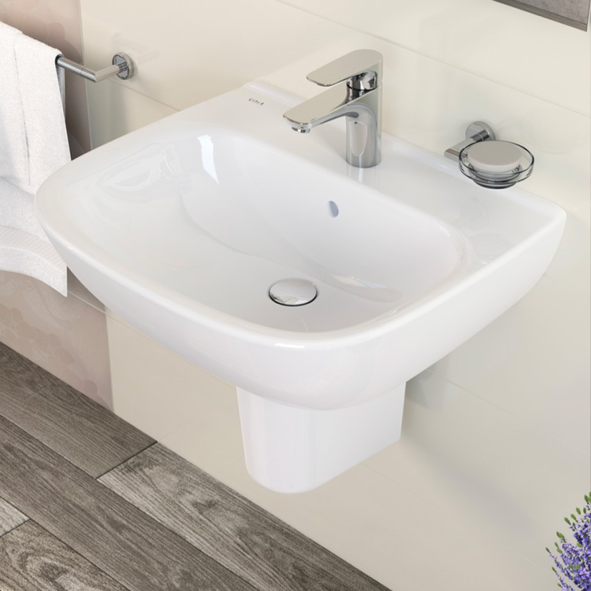 Lavabo sospeso 65cm lavandino bagno ceramica 1 e 3 fori Geberit Selnova