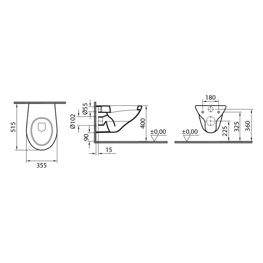 Vaso bagno WC sospeso scarico a parete sanitari Normus Arkitekt VitrA