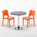 Schwarz Rund Tisch und 2 Stühle Farbiges Polypropylen-Innenmastenset Grand Soleil Paris Cosmopolitan Modell