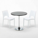 Table Ronde Noire 70x70cm Avec 2 Chaises Colorées Grand Soleil Set Intérieur Bar Café Paris Cosmopolitan Prix