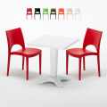 Weiß Quadratisch Tisch und 2 Stühle Farbiges Polypropylen-Innenmastenset Grand Soleil Paris Patio