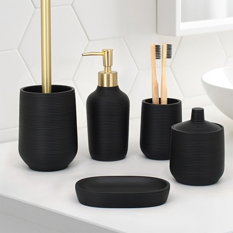 Ensemble d'accessoires de salle de bain noir porte-savon brosses à dents brosse de toilette Ebony Promotion