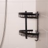 Mensola doccia angolare a muro 2 ripiani alluminio cromato nero Attractive Offerta