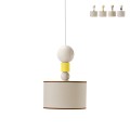 Lampada design a sospensione soffitto legno tessuto Spiedino 24D Promozione