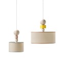 Lampada design a sospensione soffitto legno tessuto Spiedino 24D Caratteristiche