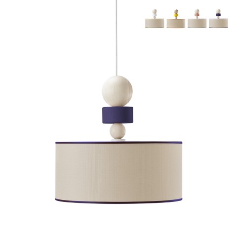 Lampe Suspendue design en bois et tissu Spiedino 40D Promotion