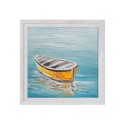 Quadro dipinto a mano barca mare su tela 30x30cm con cornice W605 Saldi